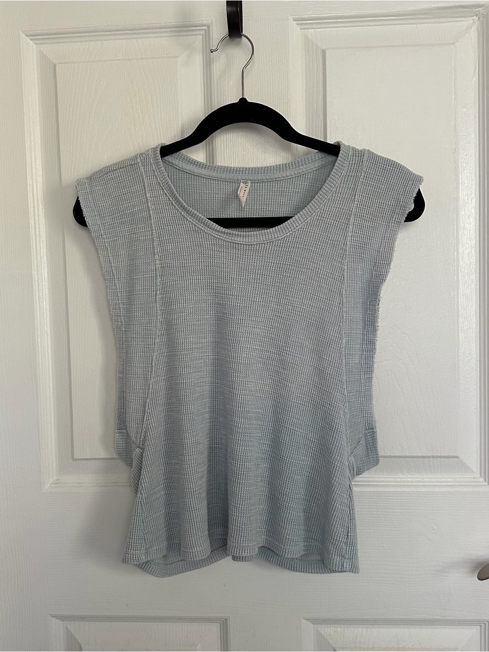 Free People Light Blue Waffle Knit Cap-Sleeve Tank FP Movement Size Small Top